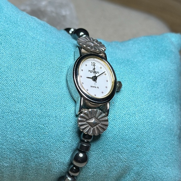 Peyote Bird Santa Fe Beaded Single Strand Silver Watch - AS IS No Battery - Picture 3 of 6